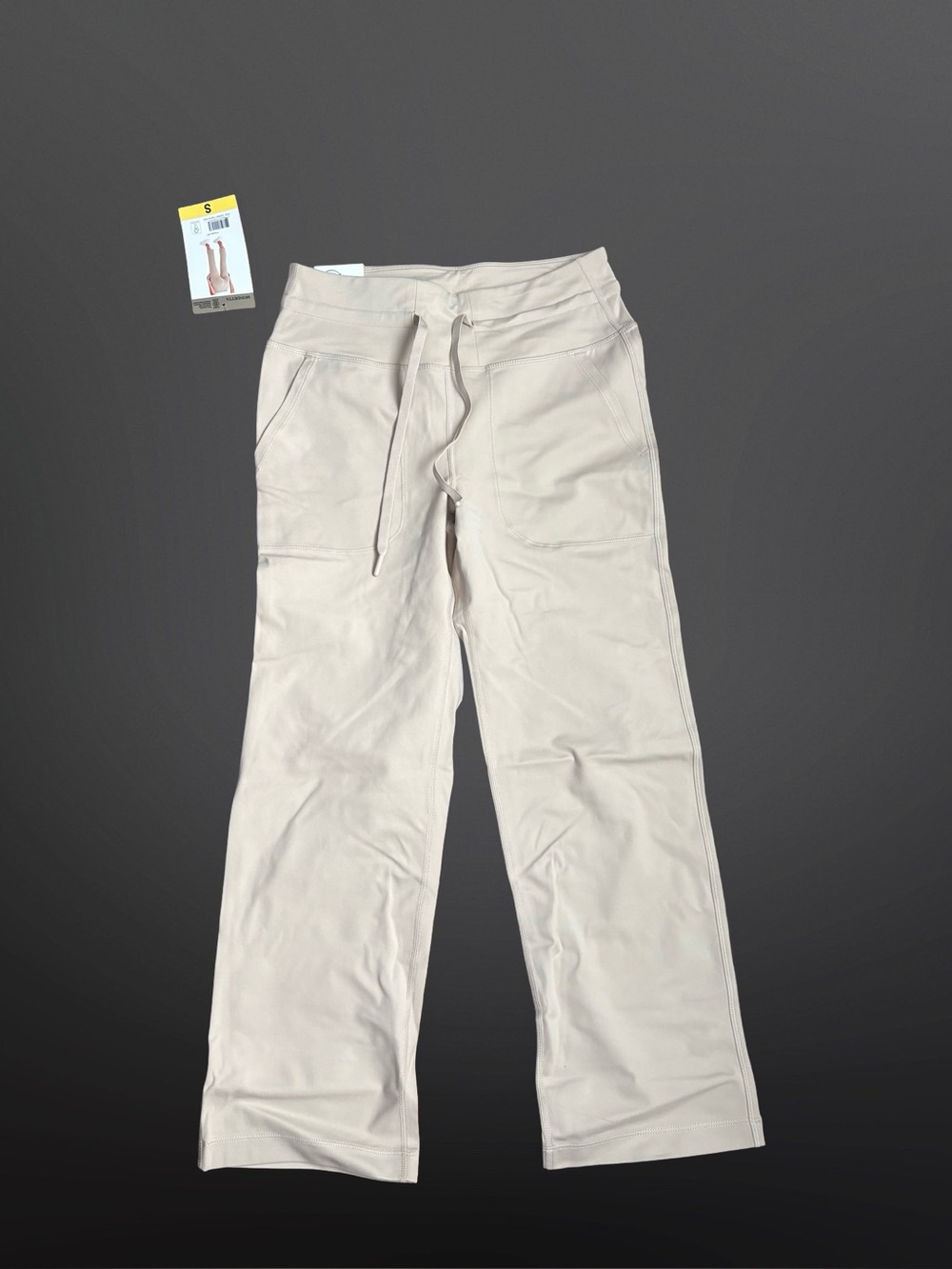 Mondetta Light Beige Drawstring Wide-Leg Pants Size Small.